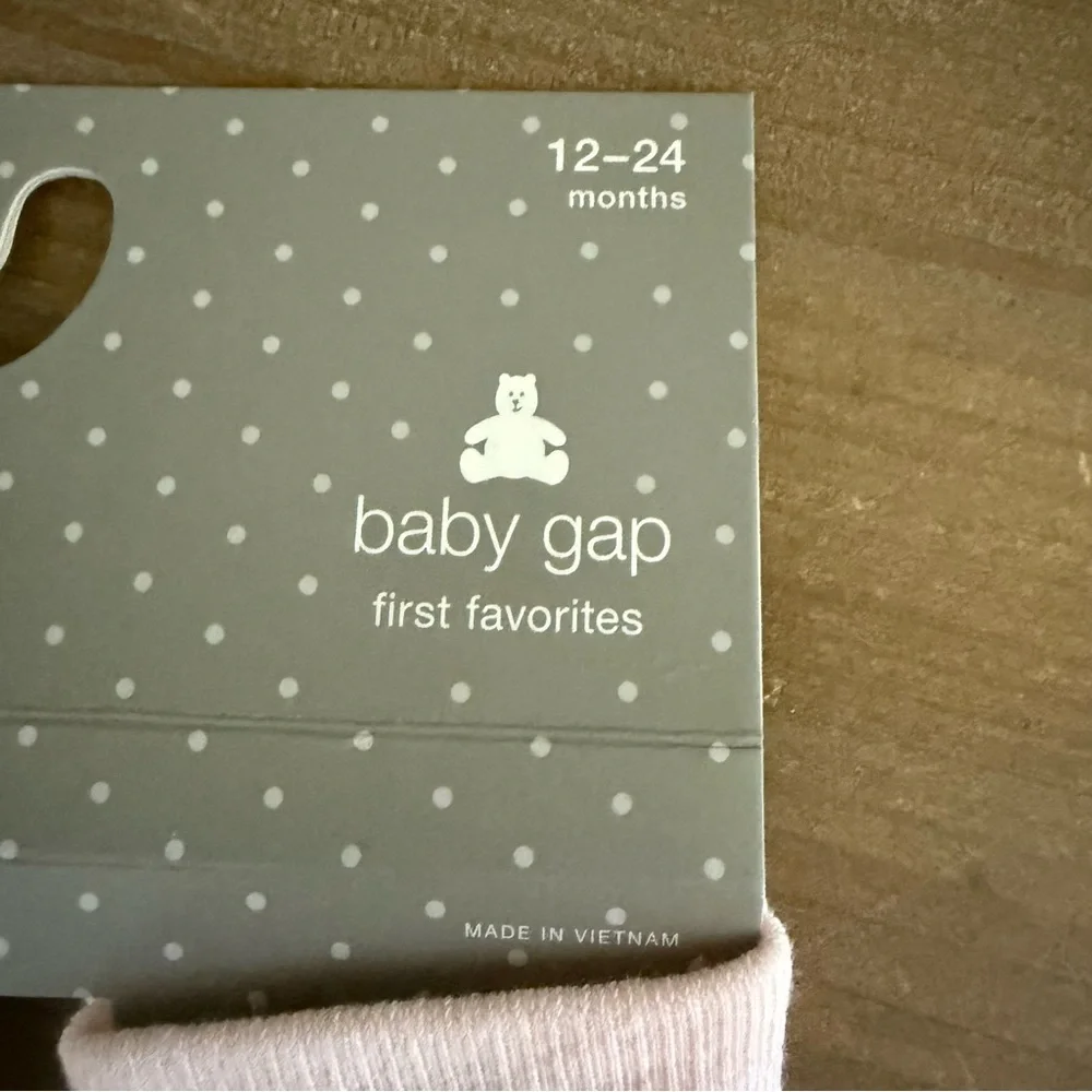 NWT Baby Gap bear stripe pink white Socks 3-pack 12-24months